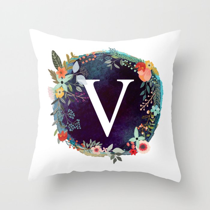 letter throw pillows christmas personalized monogram initial letter floral wreath artwork throw pillow letter throw pillows christmas personalized monogram initial letter floral wreath artwork throw pillow
